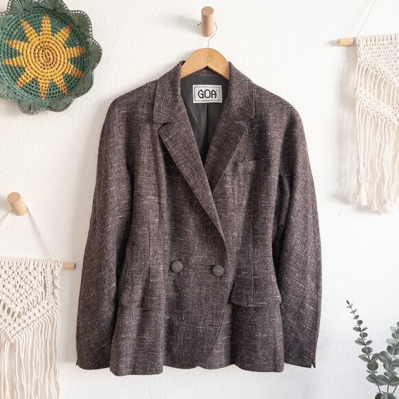 GOA Purple Fleece Wool and Linen Blazer Italy - Picture 1 of 8